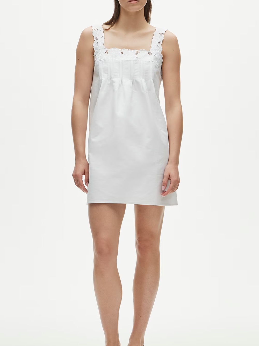 J. Crew White Eyelet-Trim Mini Dress